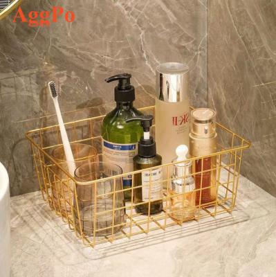 China Standing Type Bathroom Shower Caddy Organizer, Storage Gold Desktop Basket for Cosmetic and Toiletries Organization for sale