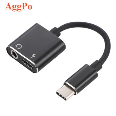 China Mobile Phone 2 in-1 Type C to Type-c Charging Adapter 3.5mm Earphone Jack Adapter Connector Charger Earphone Audio Converter Replacement for sale