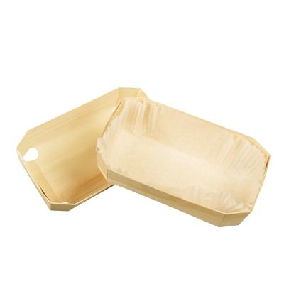 China Eco-friendly Natural Poplar Disposable Tableware Loaf Baking Pan Packaging Paper Food Tray for sale