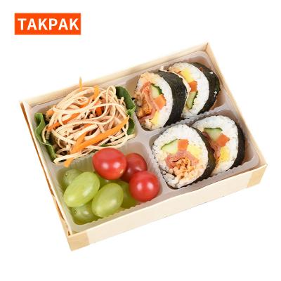 China Disposable Eco Friendly Disposable Takeaway Boxes Wooden Lunch Food Container for sale