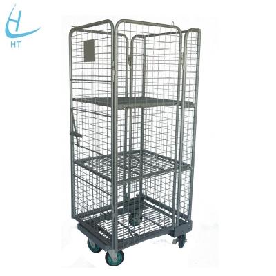 China Folding Lockable Double Door Storage Steel Cargo Logistic Trolley For Storage for sale