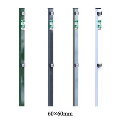 China Hot Selling Good Quality Easily Assembled Powder Coated Square Tube Fence Post For Garden Gate, Green Coated Steel Square Tube Post Manufacturers for sale