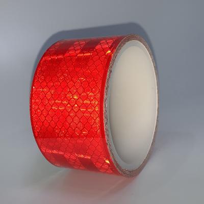 China Untearable 5cm*5m PET/PC/PMMA Red Micro Prismatic Truck Car Sticker Tape For Safety Markings Sign for sale