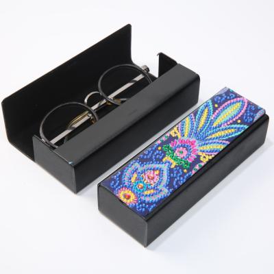 China Traditional Chinese DIY Diamond Painting Glasses Storage Box PU Leather Sunglasses Storage Case Special Shaped Diamond Craft Birthday Gift for sale