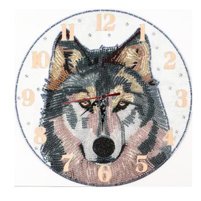 China Full Traditional Chinese Drill 5D Diamond Painting With Wolf Clock 5D Embroidery Mosaic Cross Stitch Kits Wall Stickers Decoration for sale