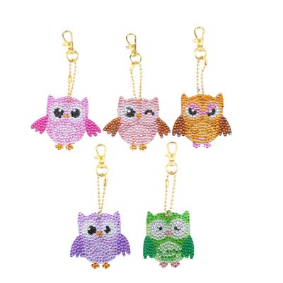 China Full Drill Traditional Chinese DIY Diamond Painting Keychain Craft Cross Stitch Embroidery Special Shaped Women Bag Owl Key Chain for sale