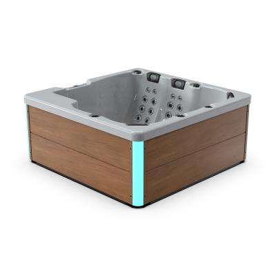 China Home Spa Freestanding Tubs LED Square Top Quality Fountain Hot Tub Luxury Backyard Whirlpool For 6 Person for sale