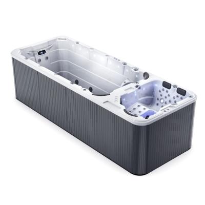 China Modern Endless Pool Swim Spa Underground Balboa 5m 7 Person Swimming Pool With Hot Tub for sale