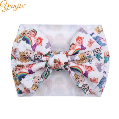 China Wholesale 2021 European and American style cocomelon printed headdress cloth hair bow headband baby head wrap classic Classic Headwear accessories for sale