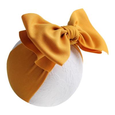 China 7 Inch Large Acrylic Bow Headband For Girls 2019 Big Solid Hair Bow Elastic Turban Head Wraps Kids Knot Headband Hair Top Accessories for sale