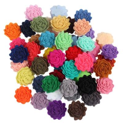 China Custom Wholesale 60pcs/lot Fashion Various Colors Birthday Party Babies Hair Clip Flower Handmade Nonwoven DIY Hair Accessories for sale