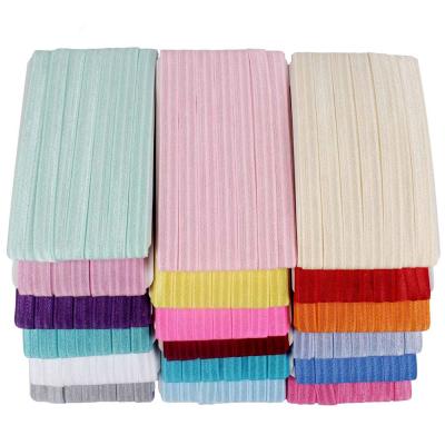 China DIY Hair Accessories 10 yards 22 Colors Solid Color Foe Headband DIY Elastic Hair Accessories For Baby Gir Fashion Women Headwrap for sale