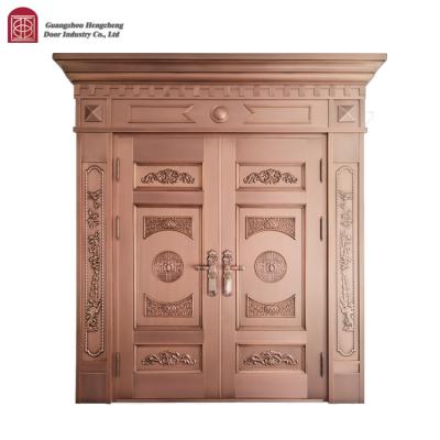 China Modern Copper villa door rural self-built Chinese double open anti-theft door antique stainless steel copper door customization for sale