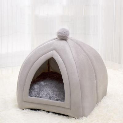 China Breathable Foldable Soft Cotton Cushion Comfortable Pet Round Sleeping Bed For Cats for sale