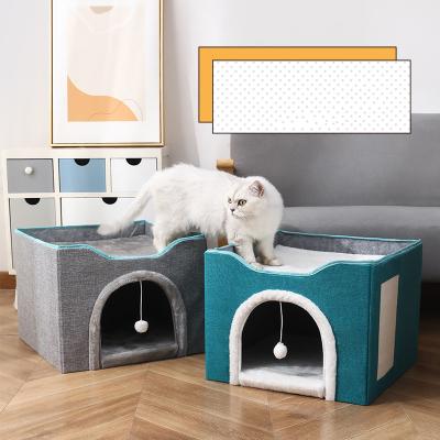 China Custom Logo Pet Cages Carriers Plush Breathable Cat Play Box Bed House Indoor for sale