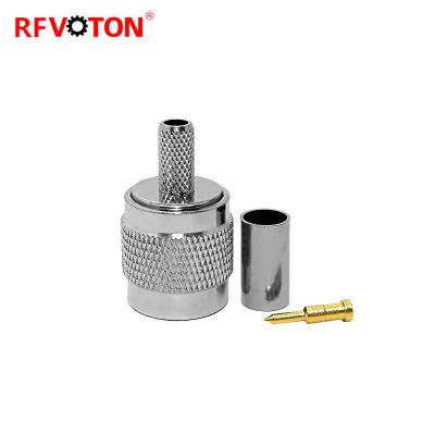 China Crimp straight connector male plug tnc cable connector RG58 RG142 RG400 LMR195 RF communication 50 ohm for sale