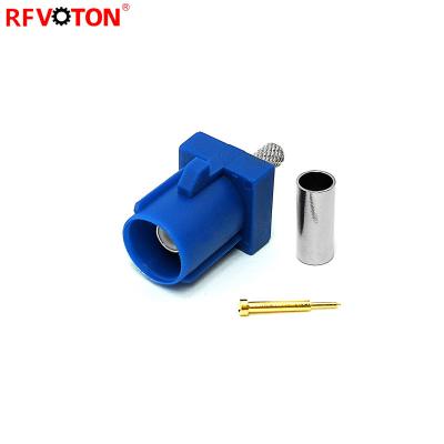 China RG174 RF Coaxial Cable SMB Fakra Connector Plug , 50 Ohm Crimp Free Hanging Inline Male Terminal for sale