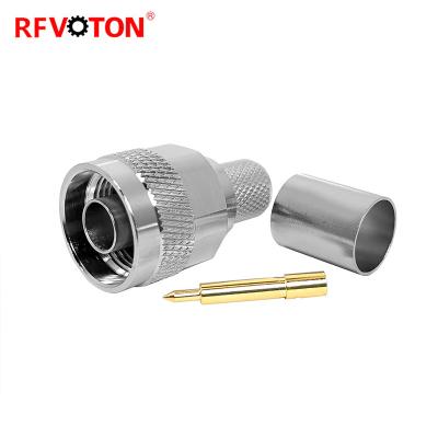 China RF N Crimp Brass Coaxial Male Straight Connector For LMR400 Cable for sale