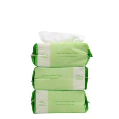 China Newest Design Flushable Box Tissue Baby Soft Bamboo Tissue Disposable Bamboo Cloth for sale