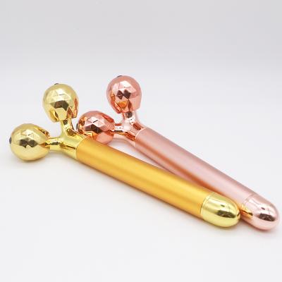 China Acne Treatment Skin Tightening Ultrasonic Vibration Beauty Bar 24K Rose Gold Facial Massager Bar Revitalizer for sale