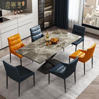 China The other light combination imported rectangular table of Italian style rock panel dining table and Pandora chair luxury stone for sale