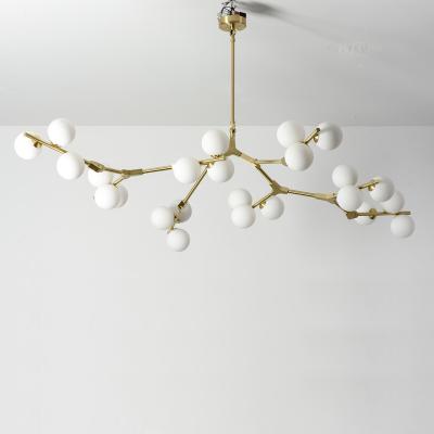 China Nordic creative magic lamp chan bean glass ball dining room chandelier personality modern branch modern molecular lamp for sale