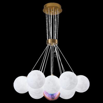 China Modern Nordic Style 3D Printing Pendant Light Fixtures Hall Livingroom Bedroom Decoration LED Planet Lights Hotel Luminaire for sale