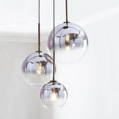 China Modern Nordic LED Pendant Lights Lighting Pendant Lamp E27 Silver Classic Glass Ball Gold Hanging Lamp for sale