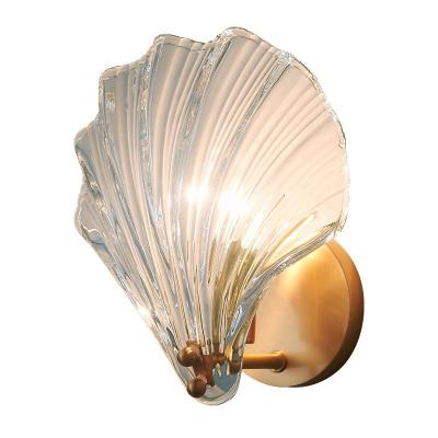 China Modern Creative Modern LED Wall Lamp Shell Glass LED Wall Lamp Lighting for Indoor Bedside Bedroom Home Decor Aisle Stair Sconces for sale