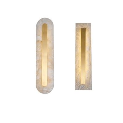 China Modern post modern copper marble wall lamp gold sconce light for living room restaurant bedroom background indoor wall lamp for sale