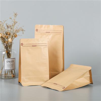 China Recyclable Zipper Kraft Paper Flat Bottom Tea Coffee Powder Bag Coffee Packaging With Valve 500g for sale