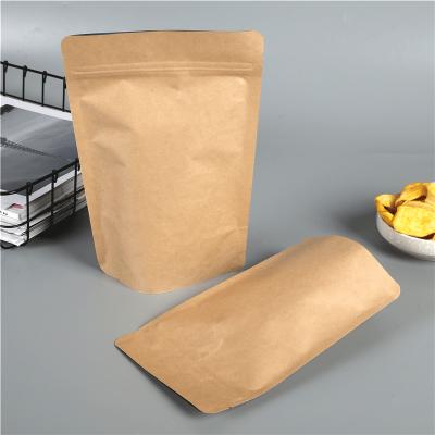 China Recyclable Food Grade Coffee Stand Up Heat Seal Zipper Food Bag Custom Printed Recycled Food Kraft Paper Box Packing Bag for sale