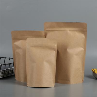 China Recycled Materials Coffee Food Grade Heat Seal Stand Up Reusable Brown Kraft Paper Bags Packaging Factory for sale