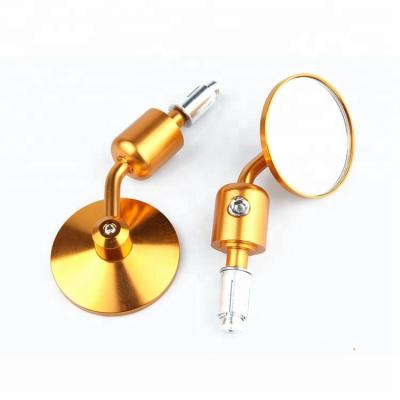 China 13-14mm or 17-19mm ID Bar CNC Cafe Racer Motorcycle Hollow Bar End Scooter Rear View Mirror With Gold Color for sale