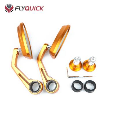 China Universal Aluminum Reversible Bar End Small Bar End Mirror SF-005 FLYQUICK Motorcycle CNC Rearview Mirror for sale