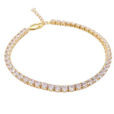 China FASHIONABLE Explosive S925 Sterling Silver Gold Plated Single Row Of Diamonds Fashion High Grade Bracelet for sale