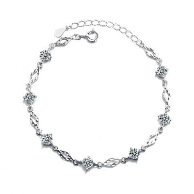 China TRENDY Fashion Silver Micro Diamond Shaped Women's Flower Zirconia S925 Bracelet for sale