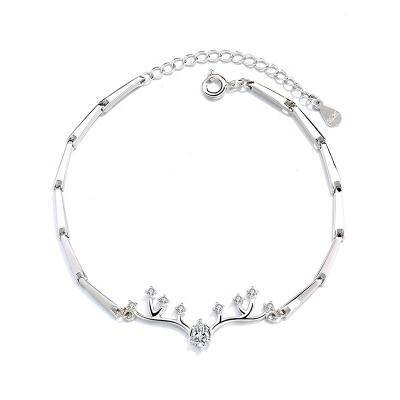 China TRENDY fashion s925 sterling silver small antler elk hand jewelry bracelet manufacturers wholesale for sale