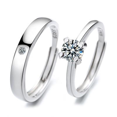 China Hot Selling Fashion S925 Silver Romantic Wedding Couples Ring Men And Women Open Ring for sale