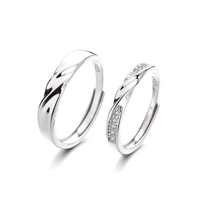 China Global Hot Selling Romantic Fashion S925 Sterling Silver Simple Couple's Ring for sale