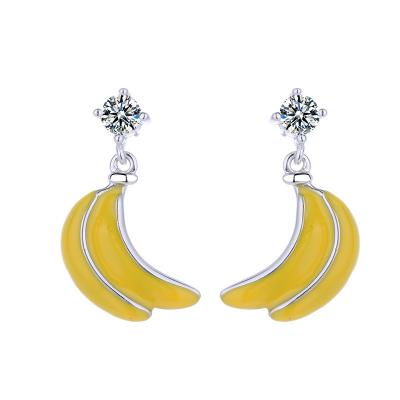 China FASHIONABLE Summer Fruit Three-Dimensional Cute Banana Girl Heart Childish Sterling Silver Earrings S925 for sale