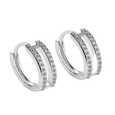 China TRENDY New S925 Silver Line Double Row Diamond Earrings Fashion Women Earrings for sale