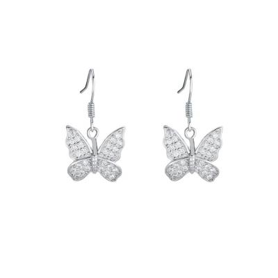 China FASHIONABLE Popular S925 Silver Butterfly Full Of Diamonds Ear Hooks Girls Earrings for sale