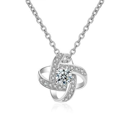 China TRENDY Four Leaf Clover Star Eternal Diamond Full S925 Sterling Silver Pendant Necklace for sale