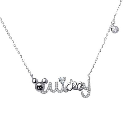 China TRENDY s925 Necklace Fashion Silver English Temperament With Diamonds Mickey Letters Jewelry for sale