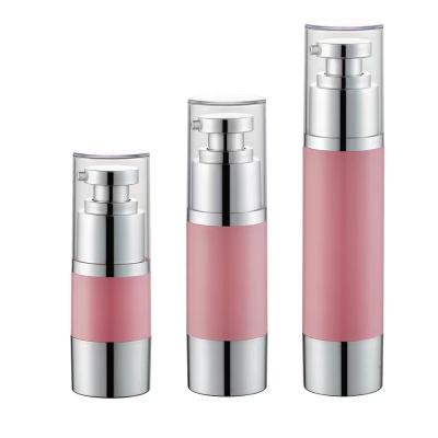 China 15ML30ML50ML Cosmetic AS TRAVEL Customized Cosmetics Airless White Gold Plastic Round Lid Bottle Cap Lotion Bottle Silver Pink Silver Eye Cream Bottle for sale