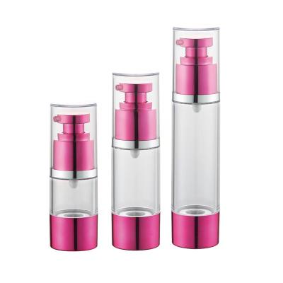 China 15ML30ML50ML Cosmetic AS TRAVEL Customized Cosmetics Airless White Gold Plastic Round Lid Bottle Cap Lotion Bottle Silver Pink Silver Eye Cream Bottle for sale