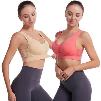 China Breathable Professionals No Steel Ring Cavity Mesh Duct Sports Invest Shockproof Yoga Running Big Underwear Women Sports Bra for sale