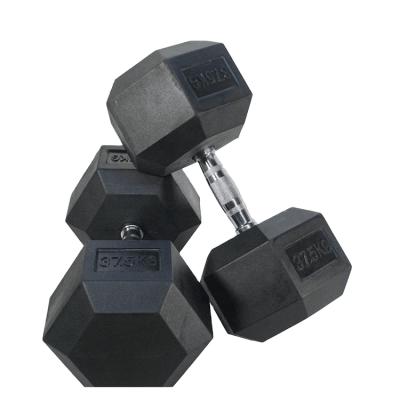 China Home Use Gym Equipment Fixed Hex Dumbbell 5-50LB Rubber Gym Weighs Rubber Hexagon for sale