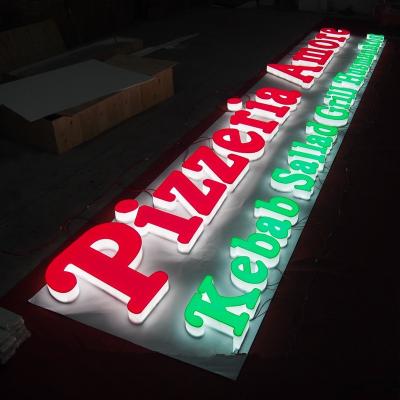 China Outdoor Eco-friendly Electronic Acrylic Alphabet Customized Pizza Store Name Logo Sign Letters 3D Block Led Lightweight Acrylic Letters Signs for sale